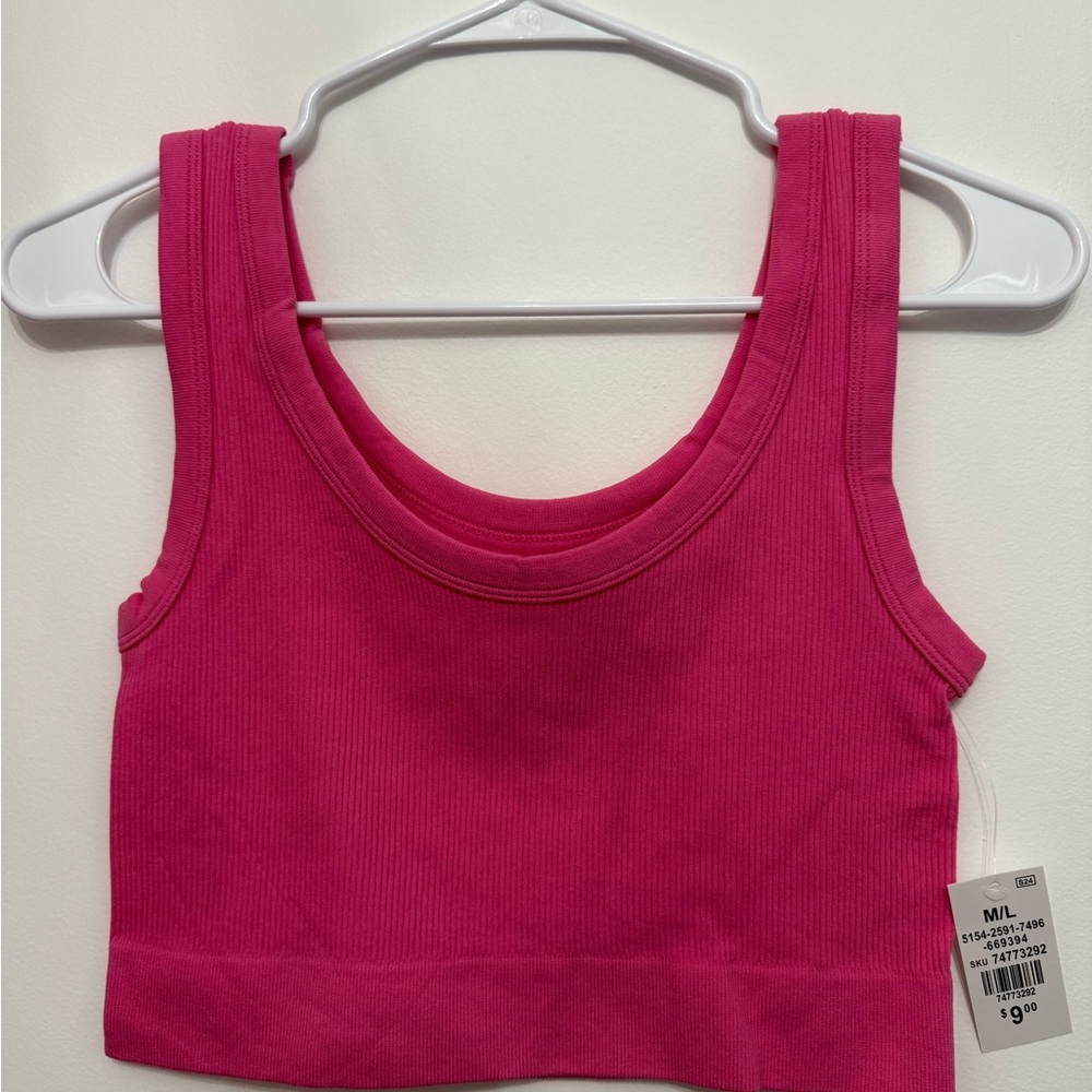 Mi Fuchsia Ribbed Crop Top